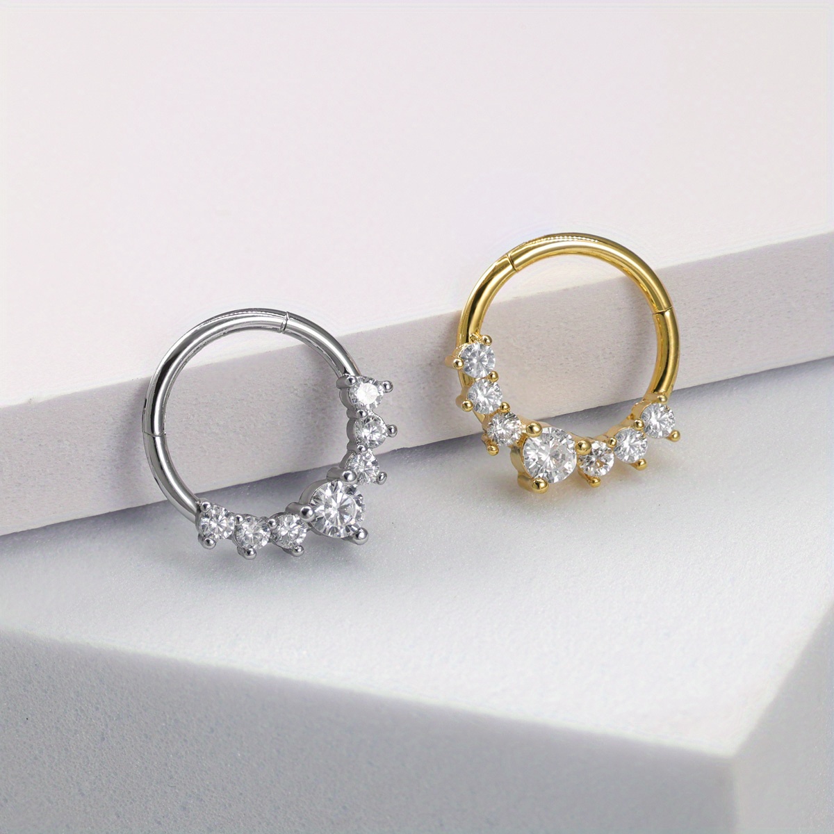 Fashion Women's Nose Piercing Ring with Sparkling Zirconia Stones